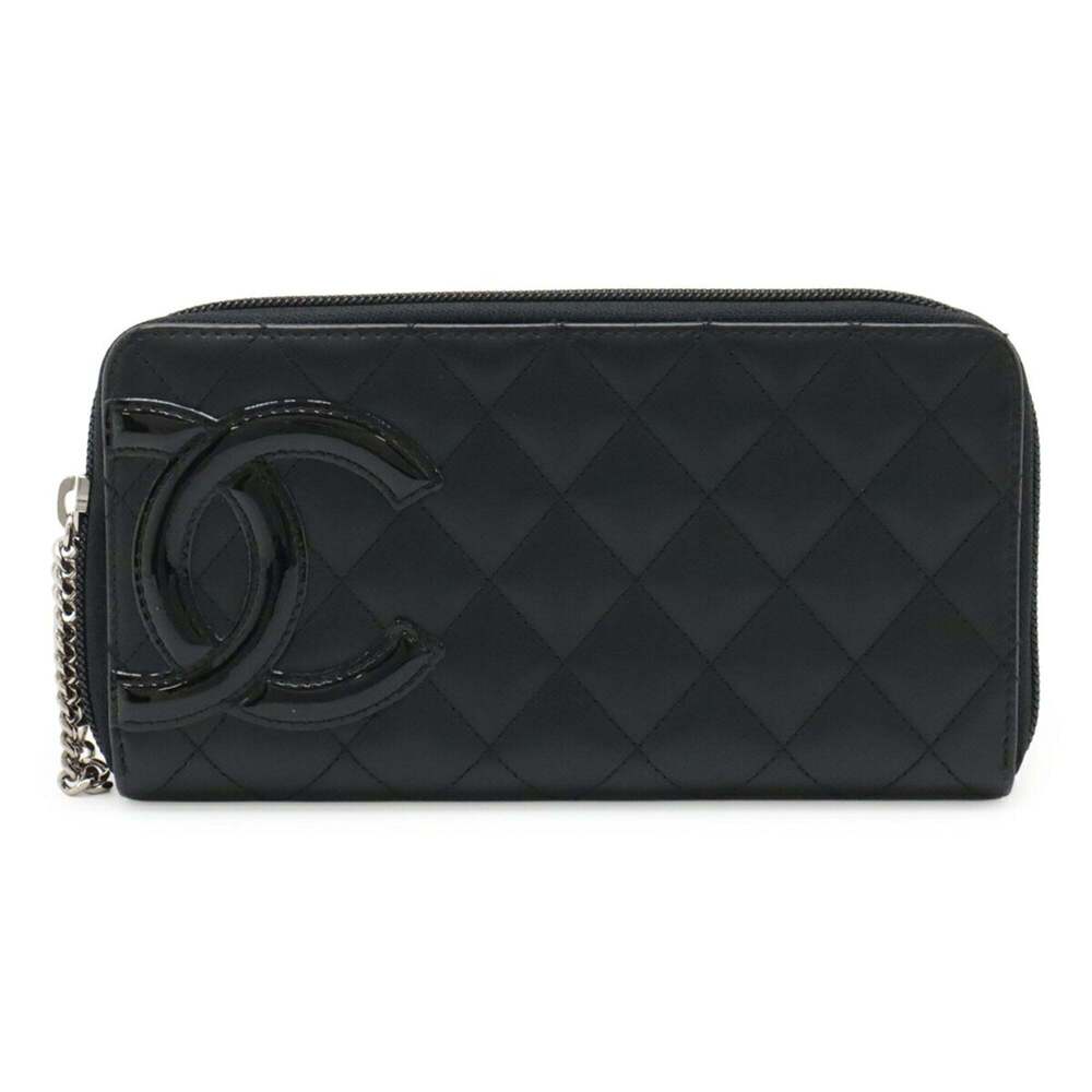 CHANEL Authentic Black Leather Logo Wallet - Picture 2 of 10